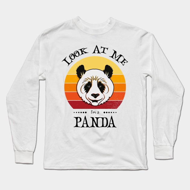 Funny Halloween Retro Vintage Panda Long Sleeve T-Shirt by Art master